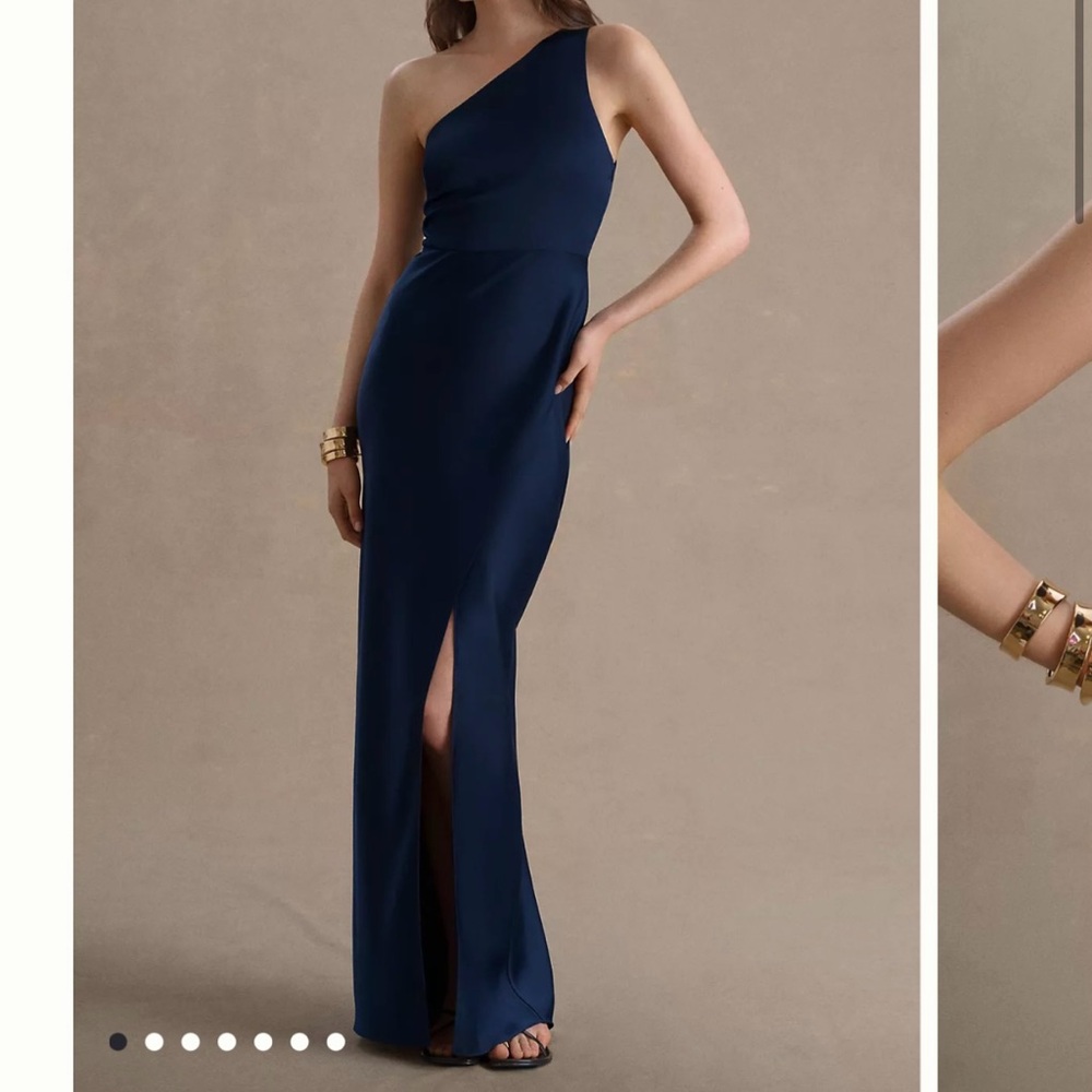 Anthropologie Navy Satin dress